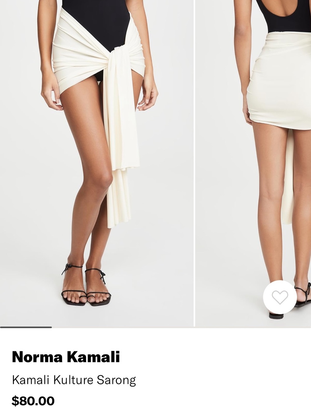 Norma Kamali cream draped sarong mini skirt